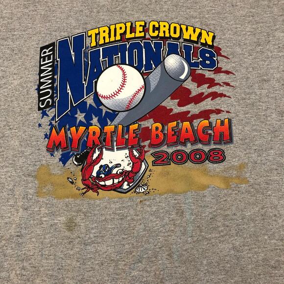 Vintage 2008 Myrtle Beach Triple Crown Baseball Graphic Tee - Picture 3 of 4